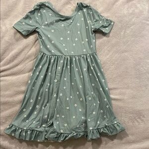 Chenault Green Ruffled Hem Short Sleeve Floral Sundress